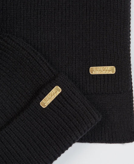Frauen Set mit Beanie Gestrickt in Schwarz Farbe