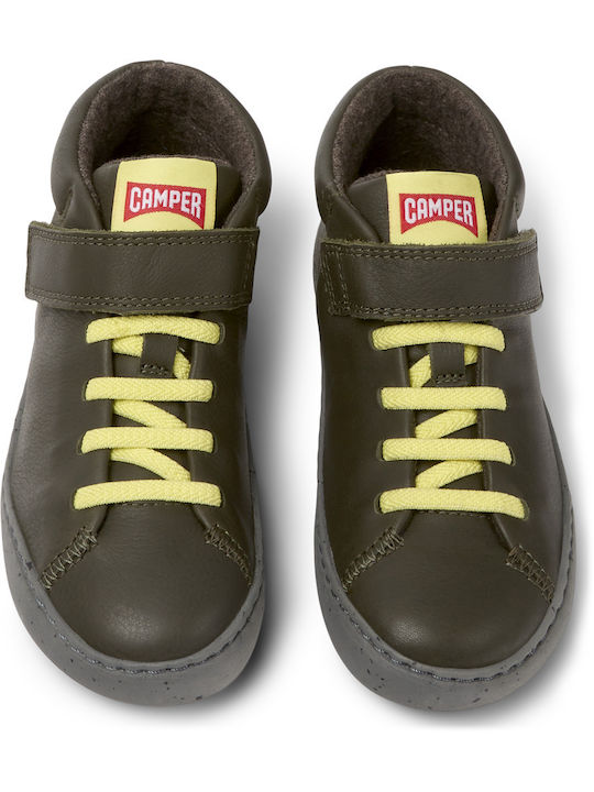 Camper Kids Leather Anatomic Boots with Lace Green