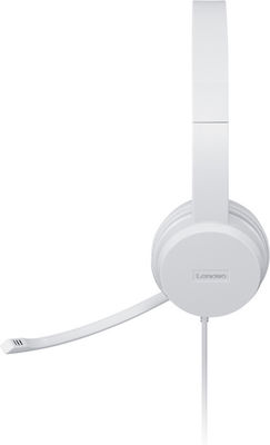 Lenovo 110 On Ear Multimedia Ακουστικά με μικροφωνο και σύνδεση USB-A σε Λευκό χρώμα