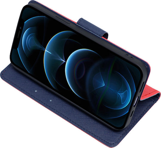 Sonique Trend Wallet Δερματίνης Κόκκινο / Σκούρο Μπλε (Redmi Note 11 Pro 4G/5G / Redmi Note 12 Pro 4G)