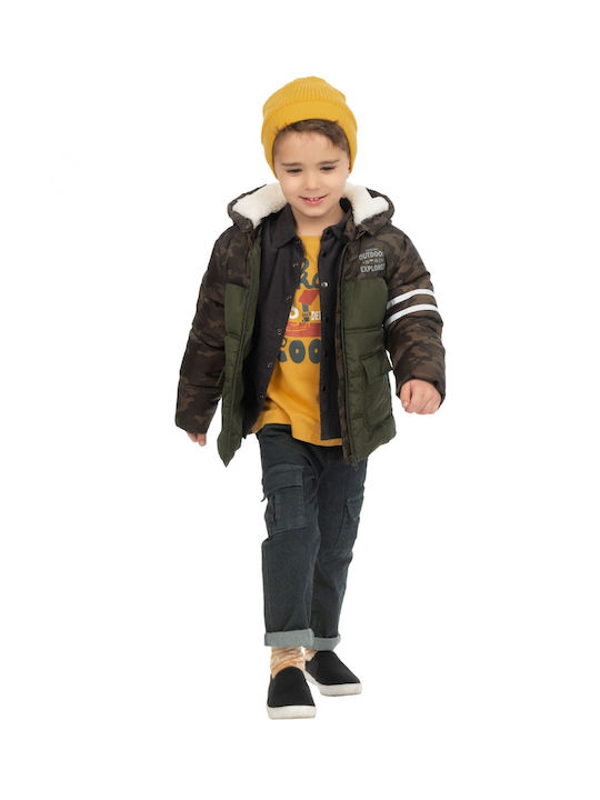 Energiers Kinderjacke Kurz mit Futter & Kapuze Khaki