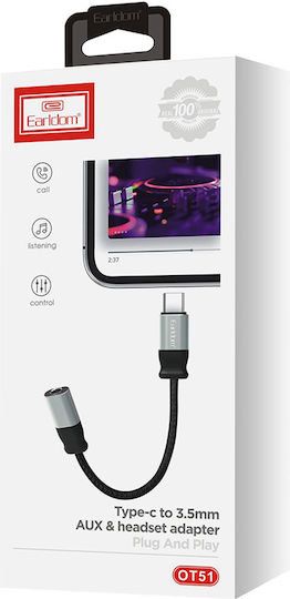 Earldom USB-C Male to 3.5mm Female Converter 1 Piece ET-OT51