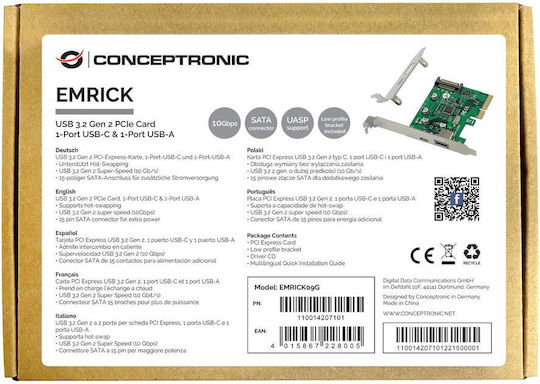 Conceptronic Κάρτα PCIe σε 2 θύρες Type-C / USB 3.2