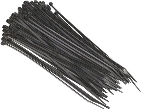 Arte Plast Plastic Cable Ties 300mmx4.8mm In Black Colour 100pcs 03-224