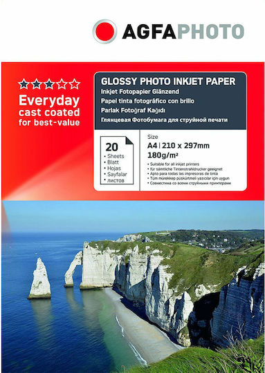 AgfaPhoto Photo Paper A4 (21x30) 180gr/m² for Inkjet Printers 20 Sheets