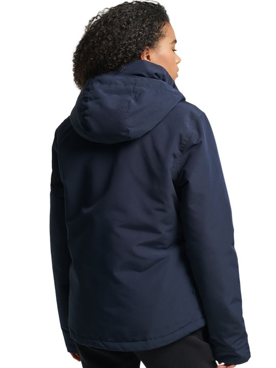 Superdry Women's Short Lifestyle Jacket Windproof for Winter Navy Blue