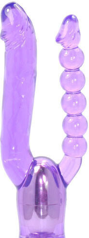Seven Creations Dublu Vibrator Vibrator dublu cu gel vaginal și anal 28cm Violet