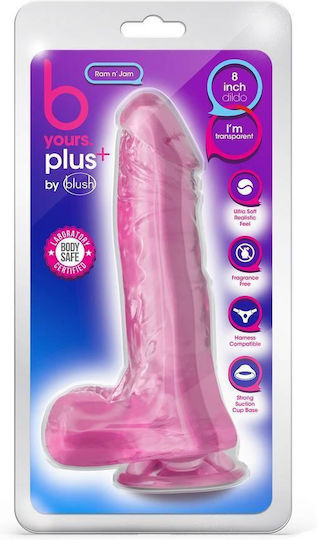 B Yours Plus Ram N' Jam Ρεαλιστικό Dildo με Όρχεις και Βεντούζα Ροζ 20cm