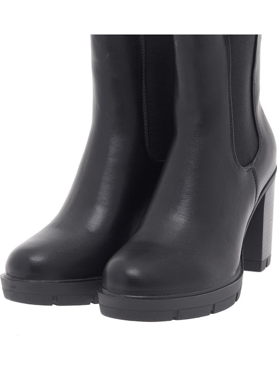 Damen Chelsea Stiefeletten mit hohem Absatz Schwarz