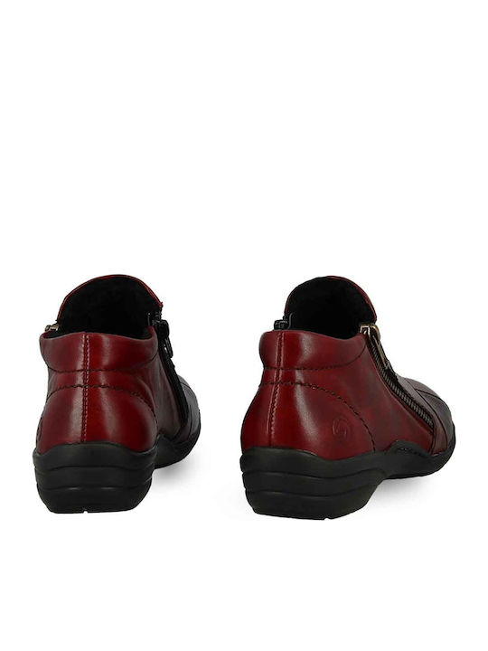 Leather Women's Ankle Boots Platform Burgundy