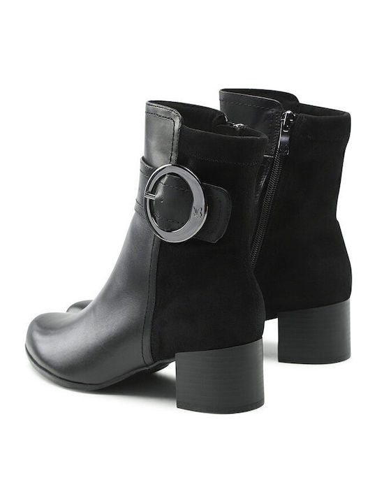 Leder Stiefeletten Damen Schwarz