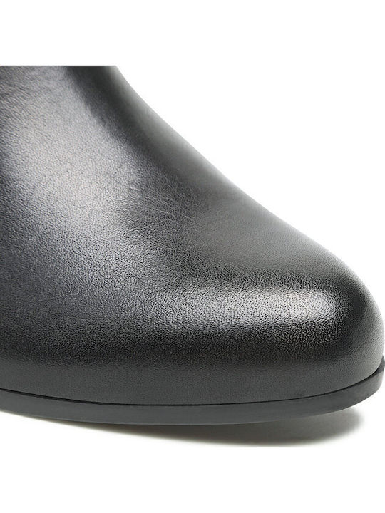 Leder Stiefeletten Damen Schwarz