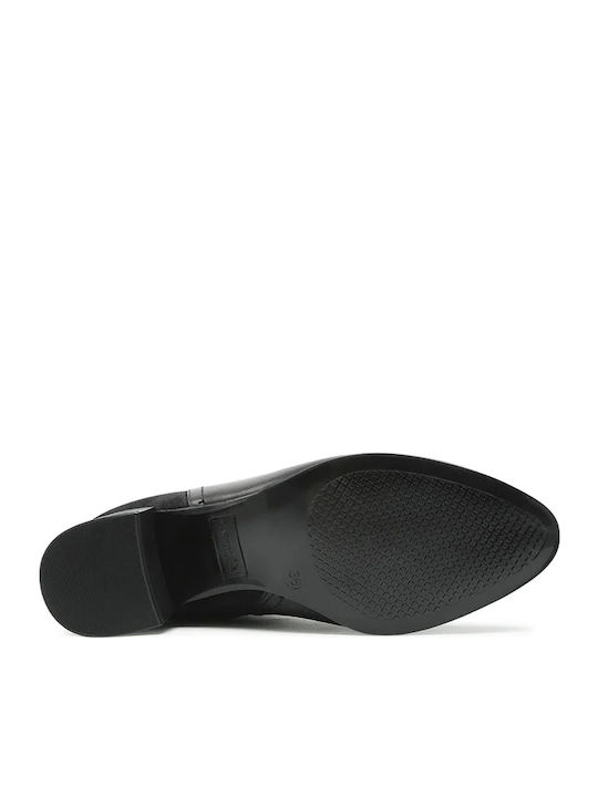 Leder Stiefeletten Damen Schwarz