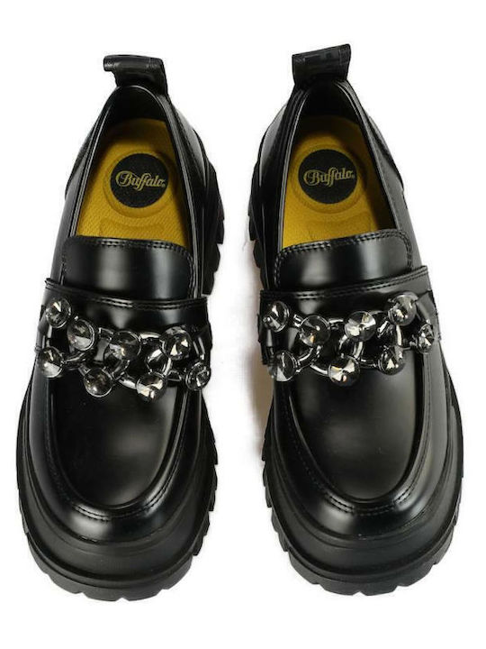 Aspha Δερμάτινα Γυναικεία Loafers σε Μαύρο Χρώμα