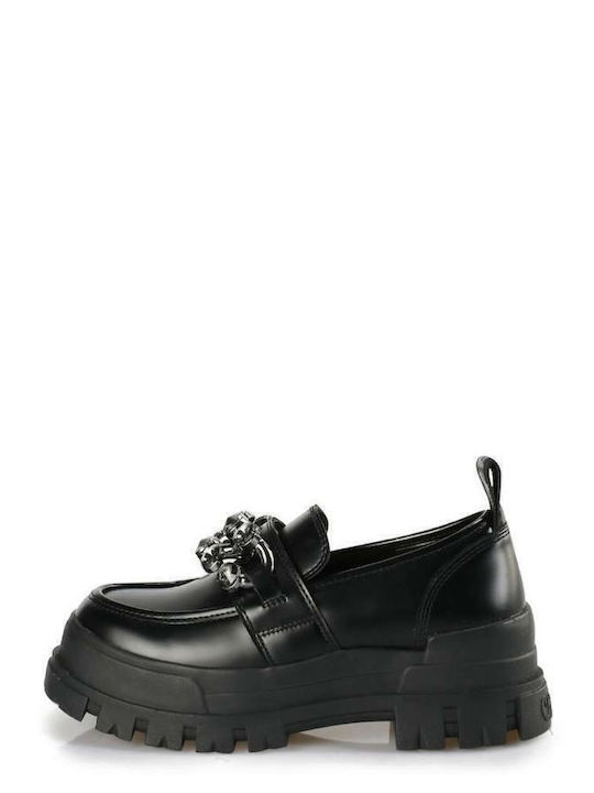 Aspha Δερμάτινα Γυναικεία Loafers σε Μαύρο Χρώμα