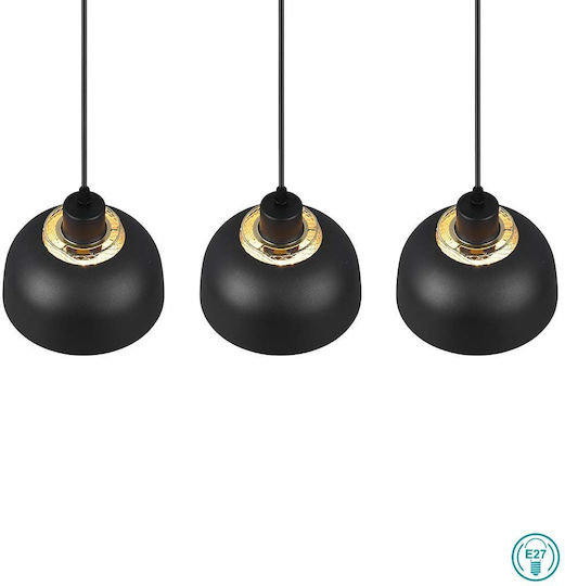 Trio Lighting Punch Verstellbar Hängelampe Schwarz Schiene mit Fassung E27 68x18x150cm.