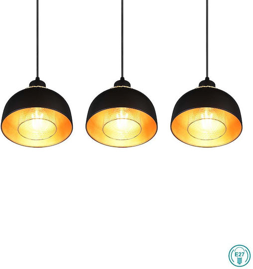 Trio Lighting Punch Verstellbar Hängelampe Schwarz Schiene mit Fassung E27 68x18x150cm.