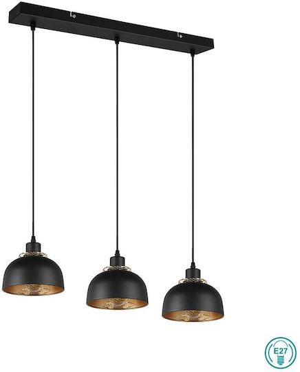 Trio Lighting Punch Verstellbar Hängelampe Schwarz Schiene mit Fassung E27 68x18x150cm.