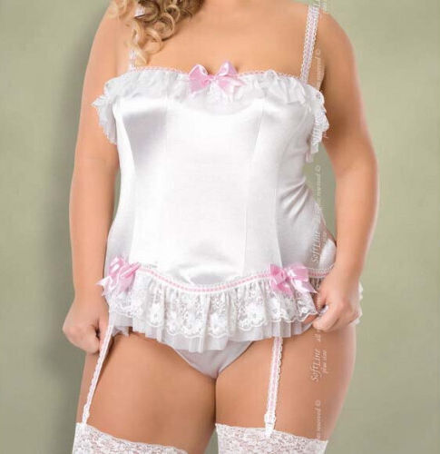 Softline Plus Size xSybil Satin Corset White
