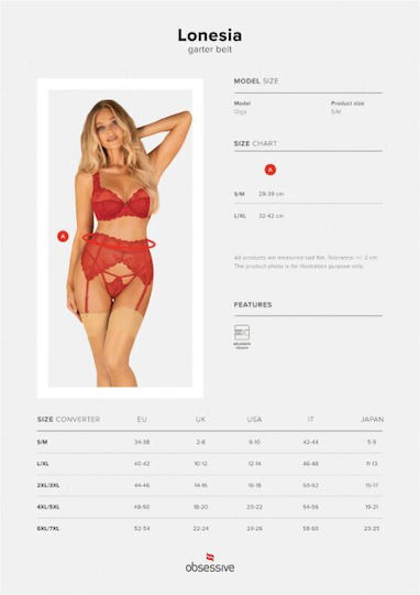 Obsessive Ζαρτιέρες με Δαντέλα Red