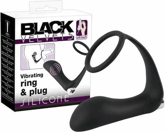 You2Toys Black Velvets Vibrating Ring & Plug Black