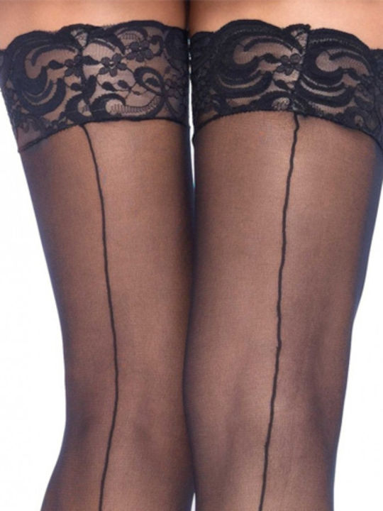 Leg Avenue Transparente Backseam Socken Sexy Schwarze Strümpfe