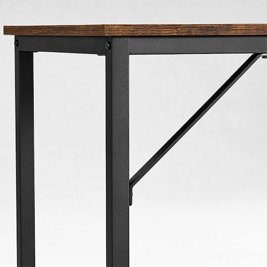 Birou Din Lemn Rustic Maro / Negru Cu Picioare Metalice 100x50x75cm