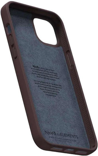 Njord Leather Back Cover Δερμάτινο 2mm Dark Brown (iPhone 14 Plus)