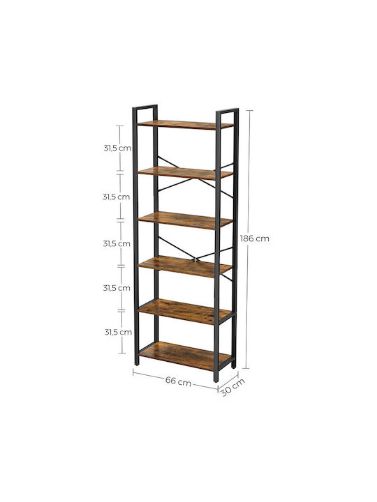 Vasagle Bibliothek Dunkelbraun 66x30x186cm