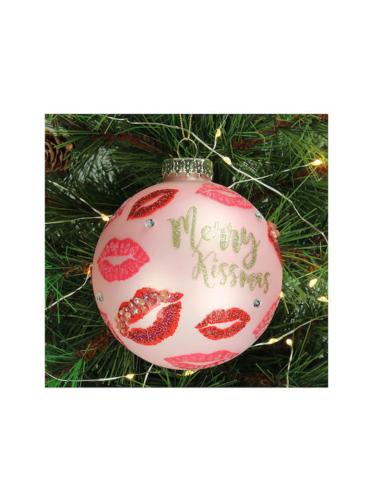 Zaros Weihnachtshänger Kugel Ornament Glas Rosa mit Goldstaub 10cm