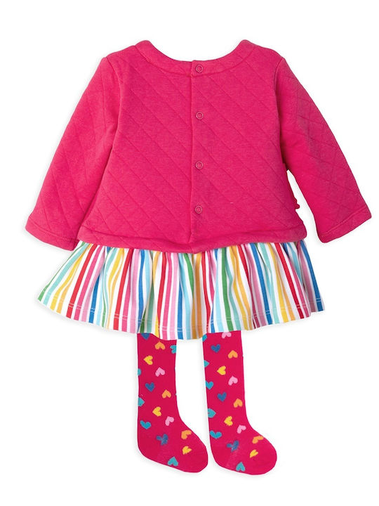 Agatha Ruiz De La Prada Sweatshirt Kids Dress Set with Tights Long Sleeve Fuchsia