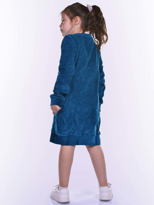 Joyce Kids Dress Velvet Long Sleeve Blue