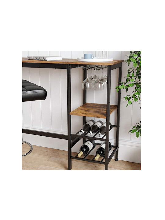 Table Bar Wooden with Metal Frame Dark Brown 110x40x90cm