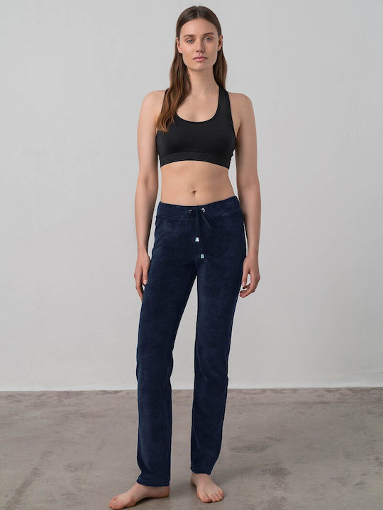 Vamp Winter Cotton Women's Pyjama Pants Navy Blue