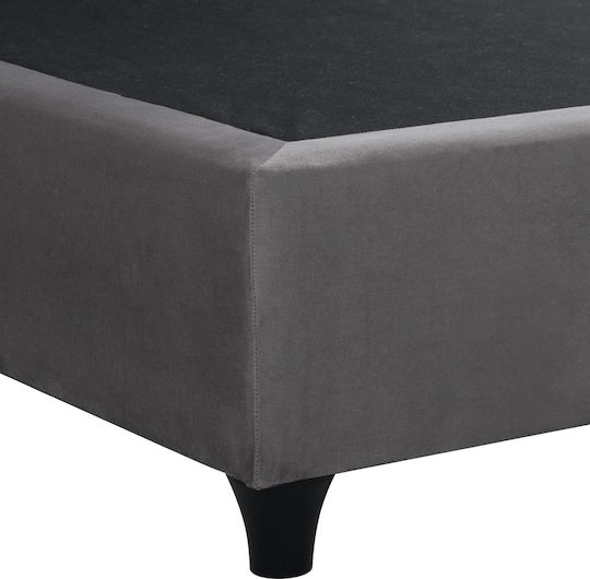 Malena Pat Single Tapitat Cu Catifea Gri Potrivit Pentru Saltea 90x200cm