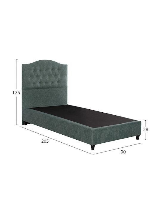 Malena Pat Single Tapitat Cu Material Verde Potrivit Pentru Saltea 90x200cm