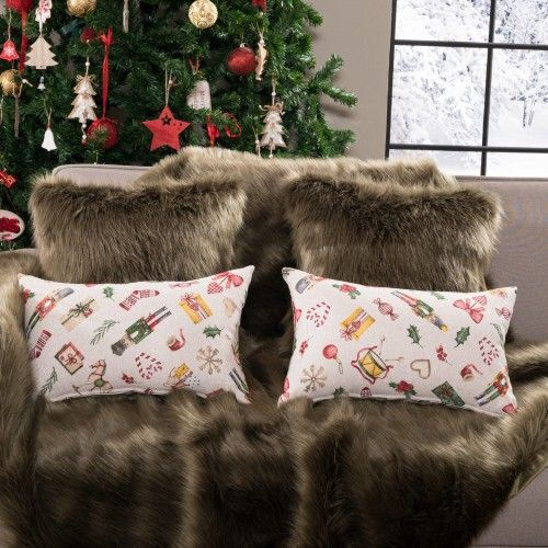 Teoran Weihnachtsdekorativer Kissenbezug Quadratisch Mehrfarbig 65x65cm