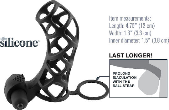 Pipedream Fantasy X-tensions Extreme Silicone Power Cage Extensie Penis Negru 12cm