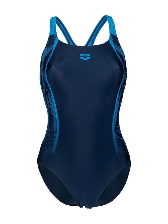 Athletic One-Piece Swimsuit Navy Blue