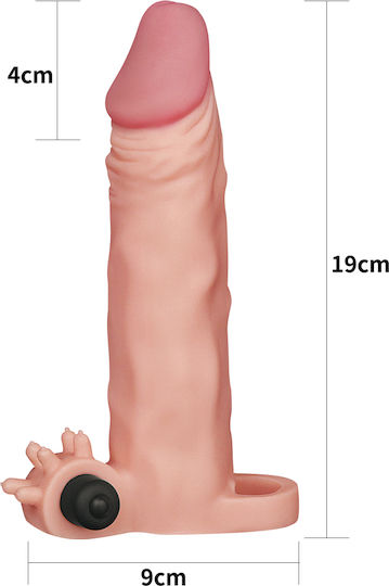 Lovetoy Pleasure X-tender Series Vibrating Penis Sleeve Προέκταση Πέους με Δόνηση Flesh 19cm