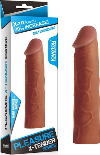 Lovetoy Pleasure X-tender Series X-tra Girth Penis Extension Brown 17.272cm