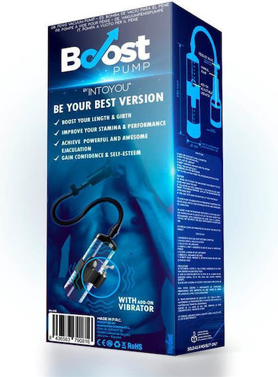 IntoYou Boost Pumps Manual Penis Pump With Vibration Attachment Psx06 Τρόμπα Πέους Διάφανη