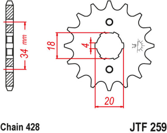 JT Sprockets Front Sprocket 15 Teeth for Honda Mtx / Daelim Daystar 125