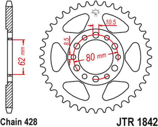 JT Sprockets Pinion spate 45 Dinți pentru Yamaha TW (Traduceri Web) / XT