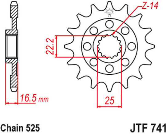 JT Sprockets Pinion față (15-525) pentru Ducati Hypermotard