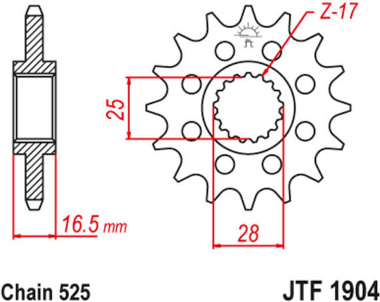 JT Sprockets Pinion față 16 Dinți pentru KTM 990 Aventură