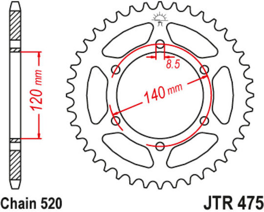 JT Sprockets Заден зъбен колело 44 Зъби за Kawasaki КЛР 250
