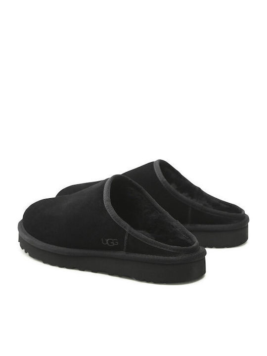1129290 Men's Leather Slippers Black 1129290-BLK