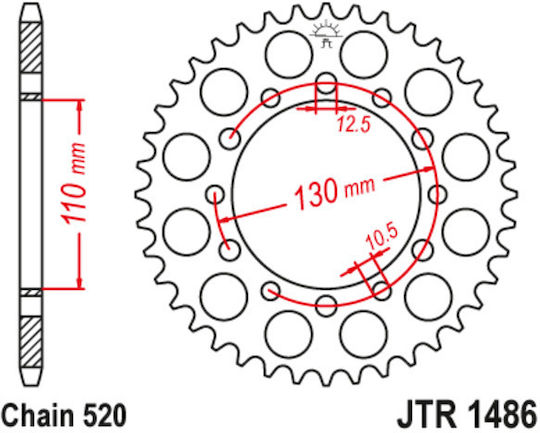 JT Sprockets Pinion spate 40 Dinți pentru Yamaha Magazin online FZ Kawasaki Ninja EL 250 / Honda TRX200 ATV