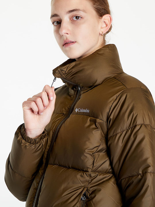 Puffect Women's for Hiking Short Puffer Jacket for Winter Olive Green